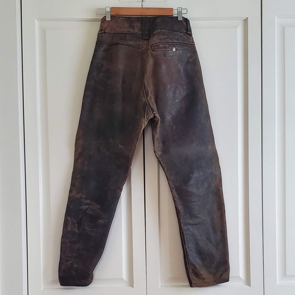 Vintage Distressed Leather Moto Riding Pants - Picture 2 of 16